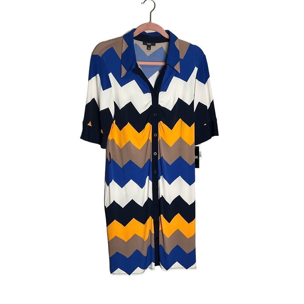 MSK Button Down dress knee length size Large